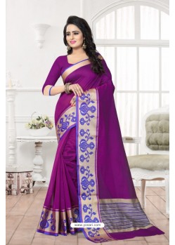Mesmeric Purple Banarasi Silk Saree