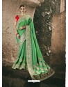 Splendid Green Satin Saree