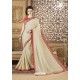 Off White Crepe Silk Party Wear Saree