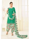 Jade Green Cotton Printed Suit