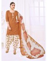 Rust Cotton Printed Suit