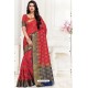 Superb Red Uppada Silk Party Wear Saree