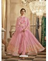 Pink Apple Georgette Embroidered Floor Length Suit