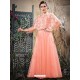 Astonishing Peach Net Zari Work Gown