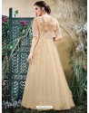 Beautiful Beige Net Zari Work Gown