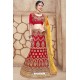 Red Net Embroidered Lehenga Choli