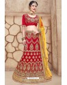 Red Net Embroidered Lehenga Choli