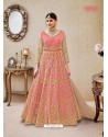 Peach Embroidered Floor Length Suit