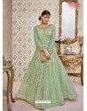 Sea Green Embroidered Floor Length Suit