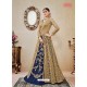 Blue Embroidered Floor Length Suit