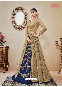 Blue Embroidered Floor Length Suit