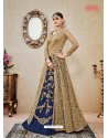 Blue Embroidered Floor Length Suit