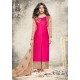 Fuchsia Georgette Embroidered Suit