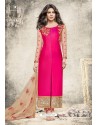 Fuchsia Georgette Embroidered Suit