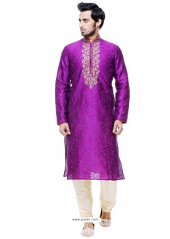 Glowing Purple Silk Kurta Pajama