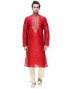 Exceptional Red Silk Kurta Pajama