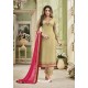 Taupe Faux Georgette Embroidered Suit
