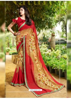Red Georgette Casual Saree