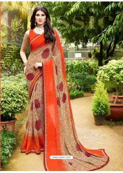 Orange Georgette Casual Saree