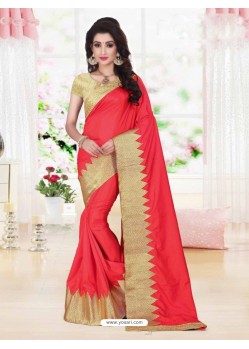 Phenomenal Red Cotton Silk Saree