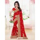 Asthetic Red Faux Georgette Saree