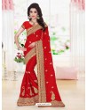 Asthetic Red Faux Georgette Saree