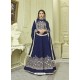 Blue Mulberry Embroidered Floor Length Suit