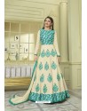 Cream Faux Georgette Embroidered Floor Length Suit