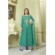 Teal Faux Georgette Embroidered Floor Length Suit