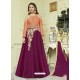 Purple Faux Georgette Embroidered Floor Length Suit