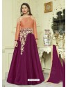 Purple Faux Georgette Embroidered Floor Length Suit