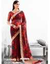 Red Viscose Party Wear Saree