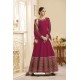 Deep Wine Flash Silk Embroidered Floor Length Suit