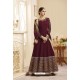 Maroon Flash Silk Embroidered Floor Length Suit