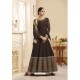 Coffee Flash Silk Embroidered Floor Length Suit