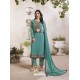 Teal Georgette Embroidered Suit