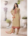 Beige Georgette Embroidered Suit