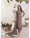 Camel Georgette Embroidered Suit