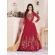 Wine Georgette Embroidered Floor Length Suit