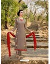 Camel Georgette Embroidered Suit