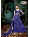 Royal Blue Georgette Embroidered Floor Length Suit