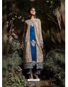 Blue Faux Georgette Embroidered Suit