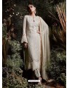 Silver Faux Georgette Embroidered Suit
