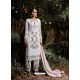 White Faux Georgette Embroidered Suit