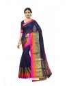 Navy Blue Chanderi Silk Jacquard Work Saree