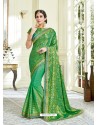 Green Imported Coated Embroidered Saree