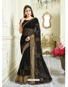 Black Imported Coated Embroidered Saree