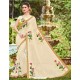 Cream Georgette Printed Saree