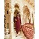 Wine Royal Crepe Embroidered Suit
