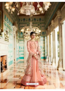 Baby Pink Silk Georgette Floor Length Suit